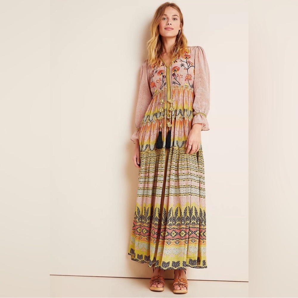Anthropologie Bhanuni by Jyoti Bohemian Floral Maxi Dress